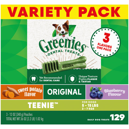 GREENIES Teenie Dental Treats, Variety Pack