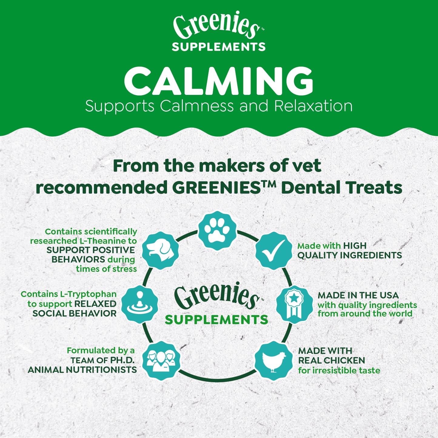 Greenies calming supplement supports calming and relaxation