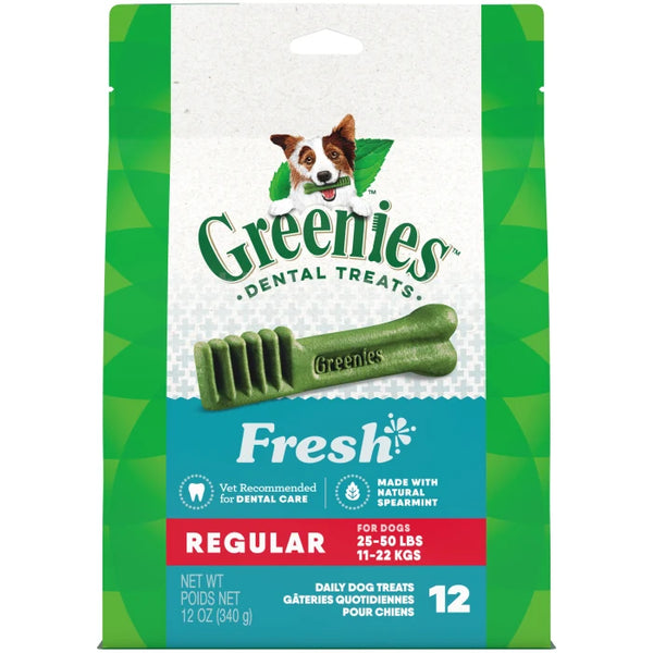 GREENIES Regular Natural Dog Dental Care Chews Oral Health Dog Treats Fresh Flavor 12 oz. Pack 12 Treats