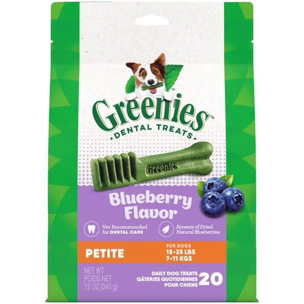 GREENIES Petite Natural Dog Dental Care Chews Oral Health Dog Treats Blueberry Flavor 12 oz. Pack 20 Treats