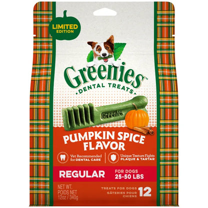 [Greenies][GREENIES Pumpkin Spice Regular Dental Dog Treats, 12 oz. (12 Treats)][Main Image (Front)]