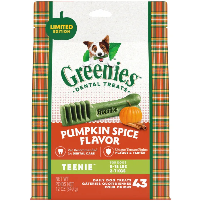 [Greenies][GREENIES Pumpkin Spice Teenie Dental Dog Treats, 12 oz. (43 Treats)][Main Image (Front)]