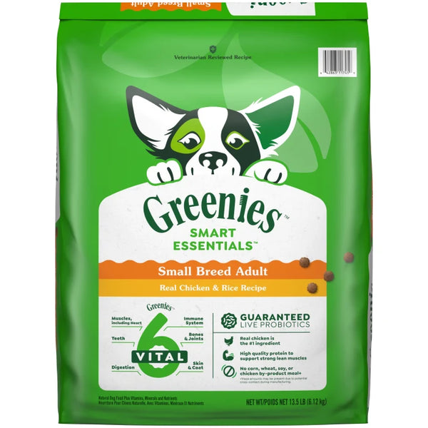 Greenies Smart Essentials Small Breed Adult Protein Dry Dog Food Real  Chicken & Rice, 13.5 lb. Bag