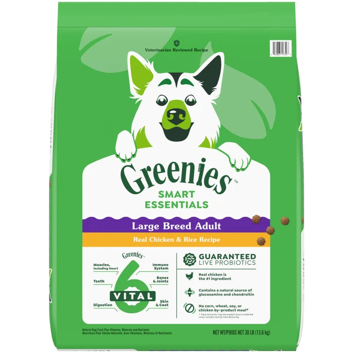 [Greenies][Greenies Smart Essentials Adult Large Breed Protein Dry Dog Food Real Chicken & Rice, 30 lb. Bag][Main Image (Front)]