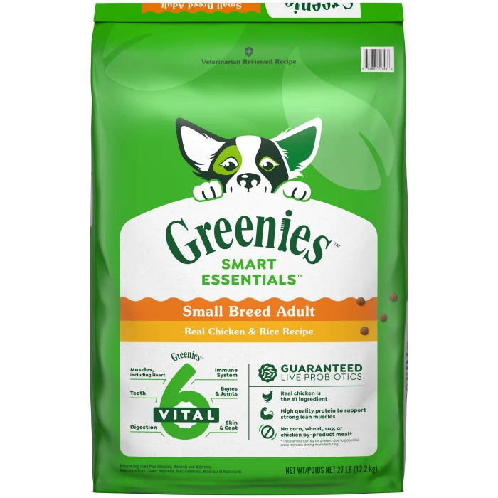 [Greenies][Greenies Smart Essentials Small Breed Adult Protein Dry Dog Food Real Chicken & Rice, 27 lb. Bag][Main Image (Front)]