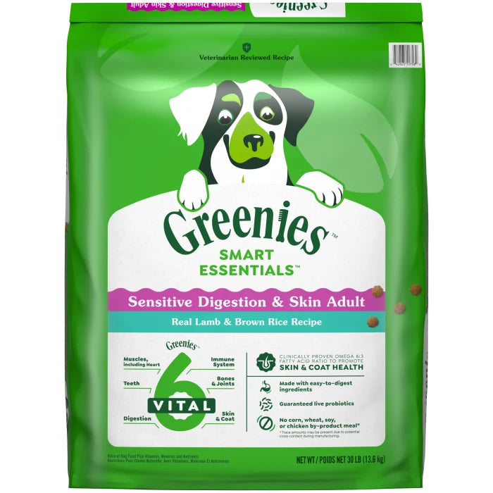 [Greenies][Greenies Smart Essentials Sensitive Digestion & Skin Dry Dog Food Real Lamb & Brown Rice, 30 lb. Bag][Main Image (Front)]