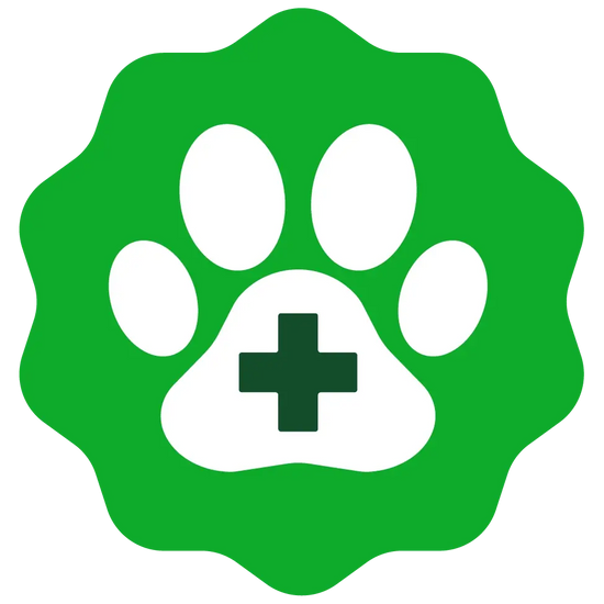 A green icon featuring a green and white paw and cross.
