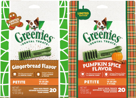 GREENIES Holiday Dental Treats Bundle for Petite Dogs, Gingerbread and Pumpkin Spice